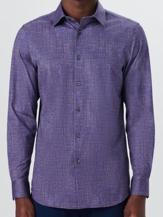 Bugatchi Other - Bugatchi Men’s James Chambray OoohCotton Shirt Mocha XXL Heather Purple NWT